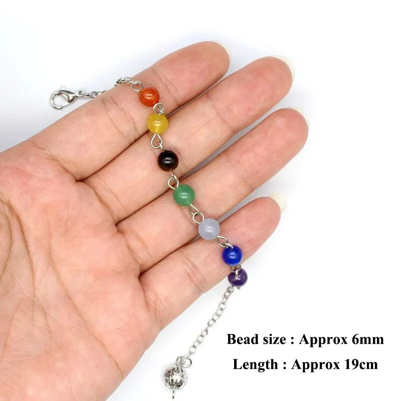 20 teile/los Groß Pendel Ketten mit Karabiner Großhandel 7 Chakra Stein Perle Charm Kette Nur für Pendel Zubehör X037 – Detail 5