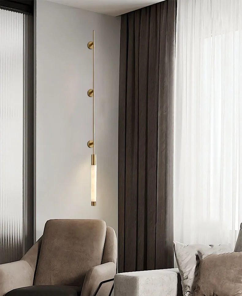 Simple Natural White Marble Wall Light Copper