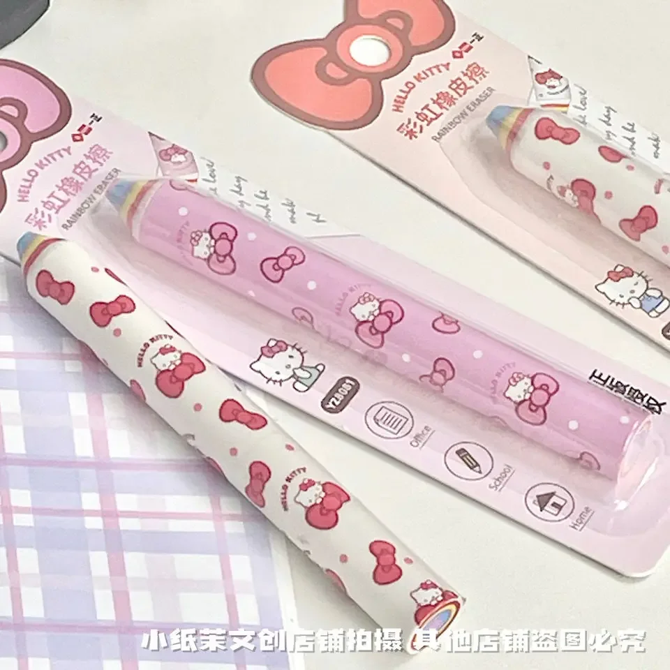 Genuine Hello kitty Rainbow Eraser Cute Cartoon Student Eraser Creative Pencil Eraser anime figure