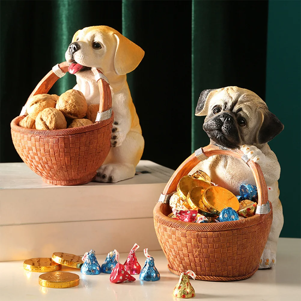 

Labrador Storage Basket Resin Dog Decorative Candy Box Desktop Organizer Key Holder Home Decor Ornament Porch Decor