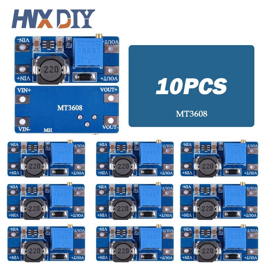 1-10szt MT3608 DC-DC Regulowany moduł Boost 2A Boost Plate Step Up Module z MICRO USB 2V-24V do 5V 9V 12V 28V