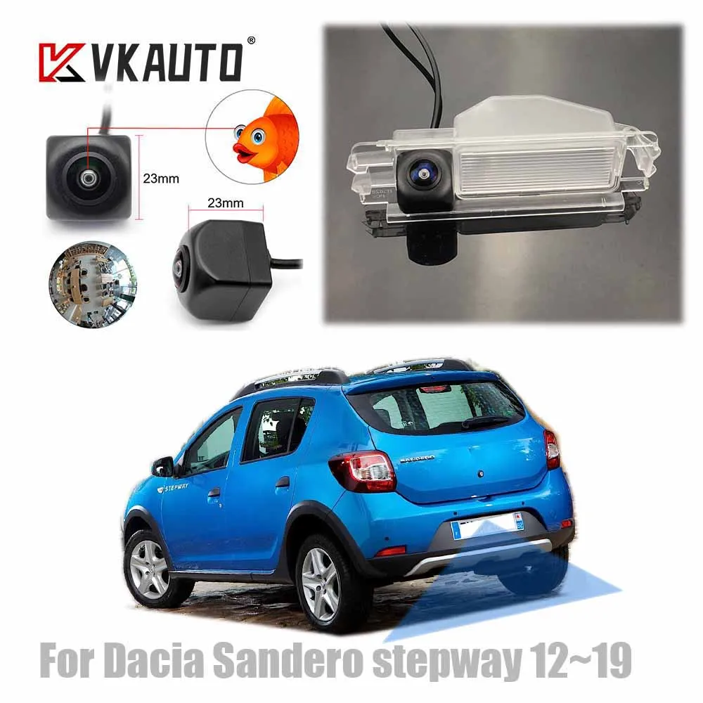 Vkauto For Dacia Sandero stepway Sandero II 2012~2018 add Fish Eye Rear View Camer HD Night Vision Backup Reverse Parking Camera