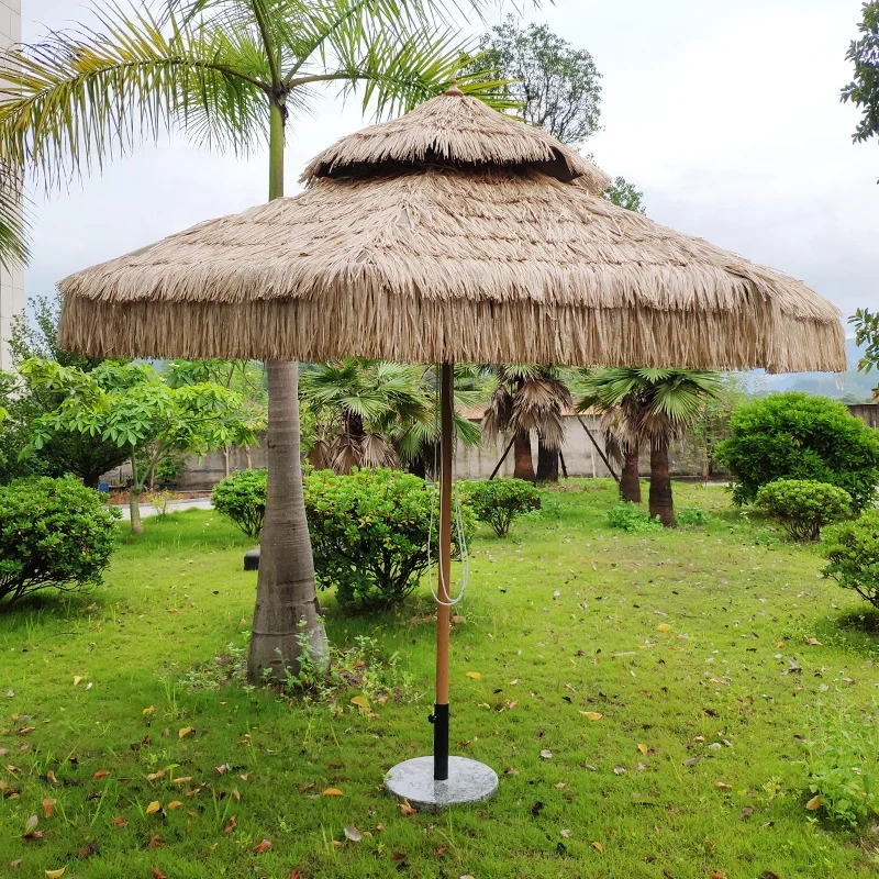 Wholesale New Thatch beach double layer  Brand 2020  Orange 4meter 8 X  PP Straw Navy Patio Umbrella