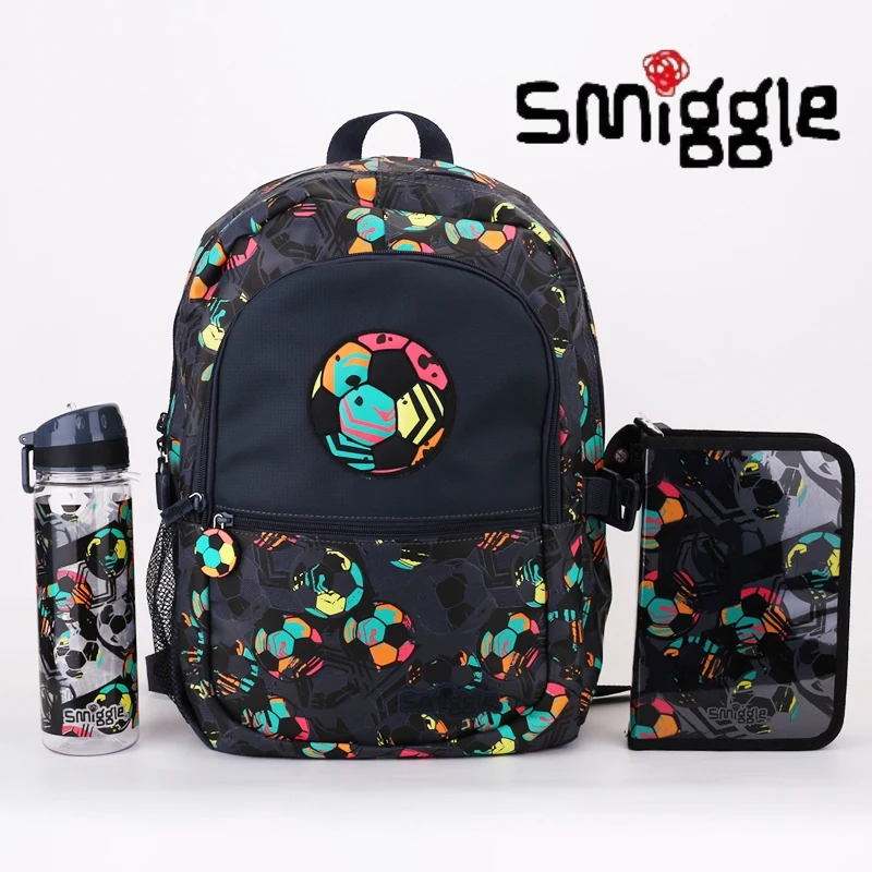 

Австралийская оригинальная детская школьная сумка Smiggle для мальчиков, высокое качество, красочный футбол, 16 дюймов, модная Горячая Распродажа, сумки в подарок