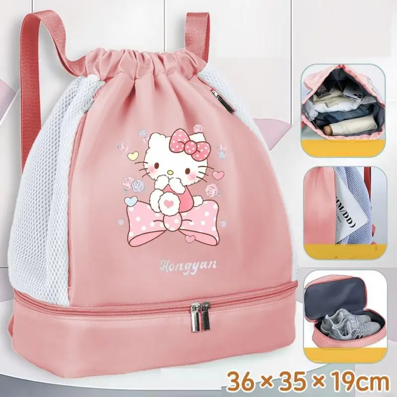 

Hello Kitty Kids Cartoon Dry Wet Separation Backpack Sanrio Girl Swimming Bag Kawaii Large Capacity Portable Sports Shoulder Bag