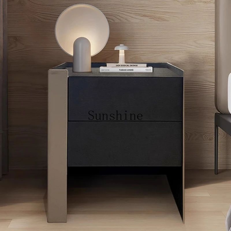 

Modern light luxury smoky color bedroom bedside table Italian minimalist bedside table