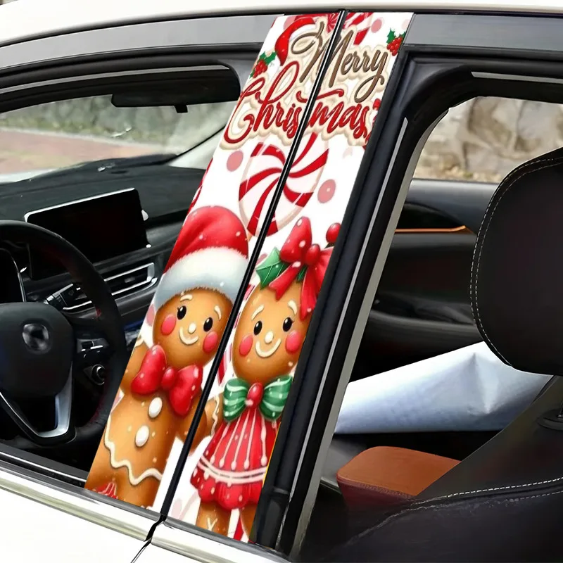 2-Pack 2D Plat Stier Car B-Pillar Stickers, Car Side Pillar Decorative Stickers, Universal Durable Vinyl Film,