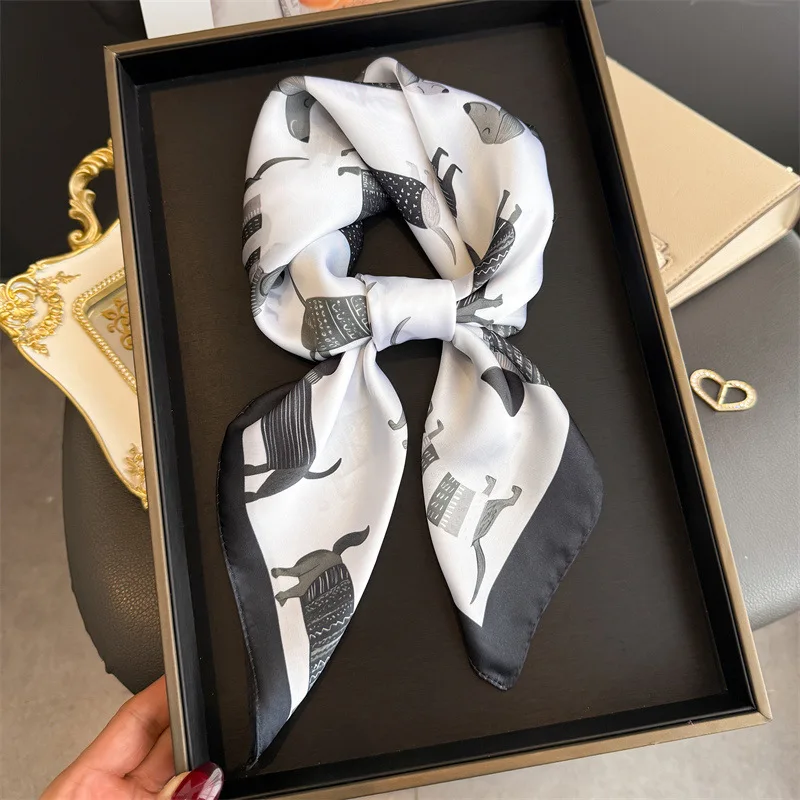 70 cm quadratischer Seidenschal für Damen, für Partyspaß, Cartoon, kreative Dekoration, Bandana, multifunktionaler passender Schal, Kopftuch