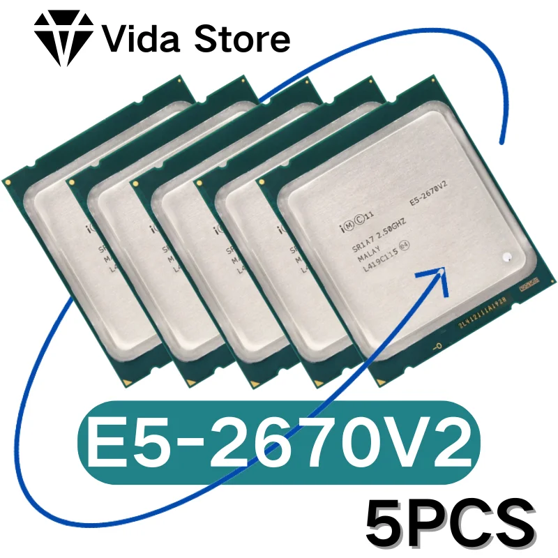 

5 PCS Xeon E5-2670v2 E5 2670v2 E5 2670 v2 E5-2670 v2 2.5 GHz Ten-Core Twenty-Thread 25M 115W LGA 2011