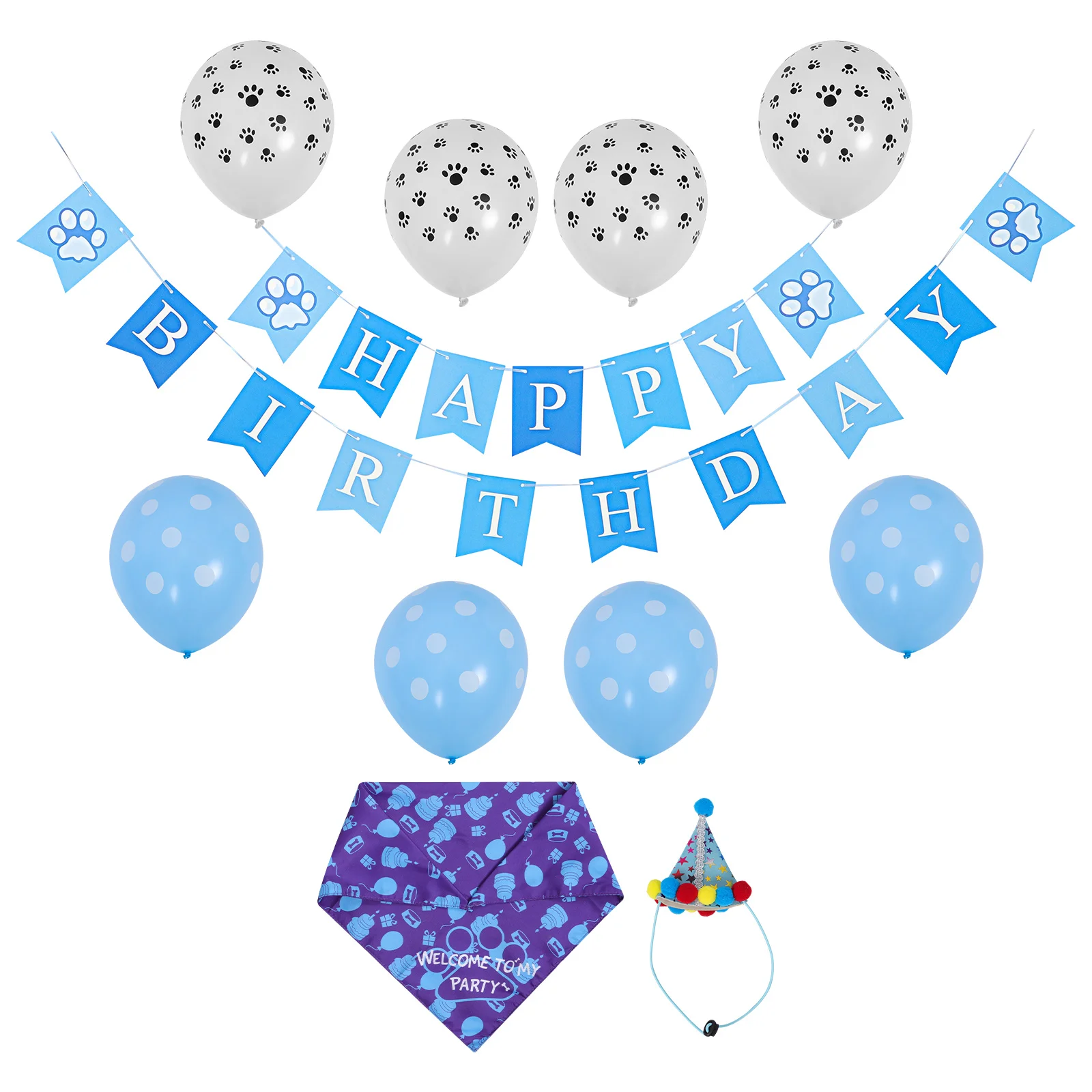 

Pet Birthday Hat Bow Tie Saliva Set Dog Party nament Accessory Gift Decor Puppy Balloon Sweet Costumes Pet Supply