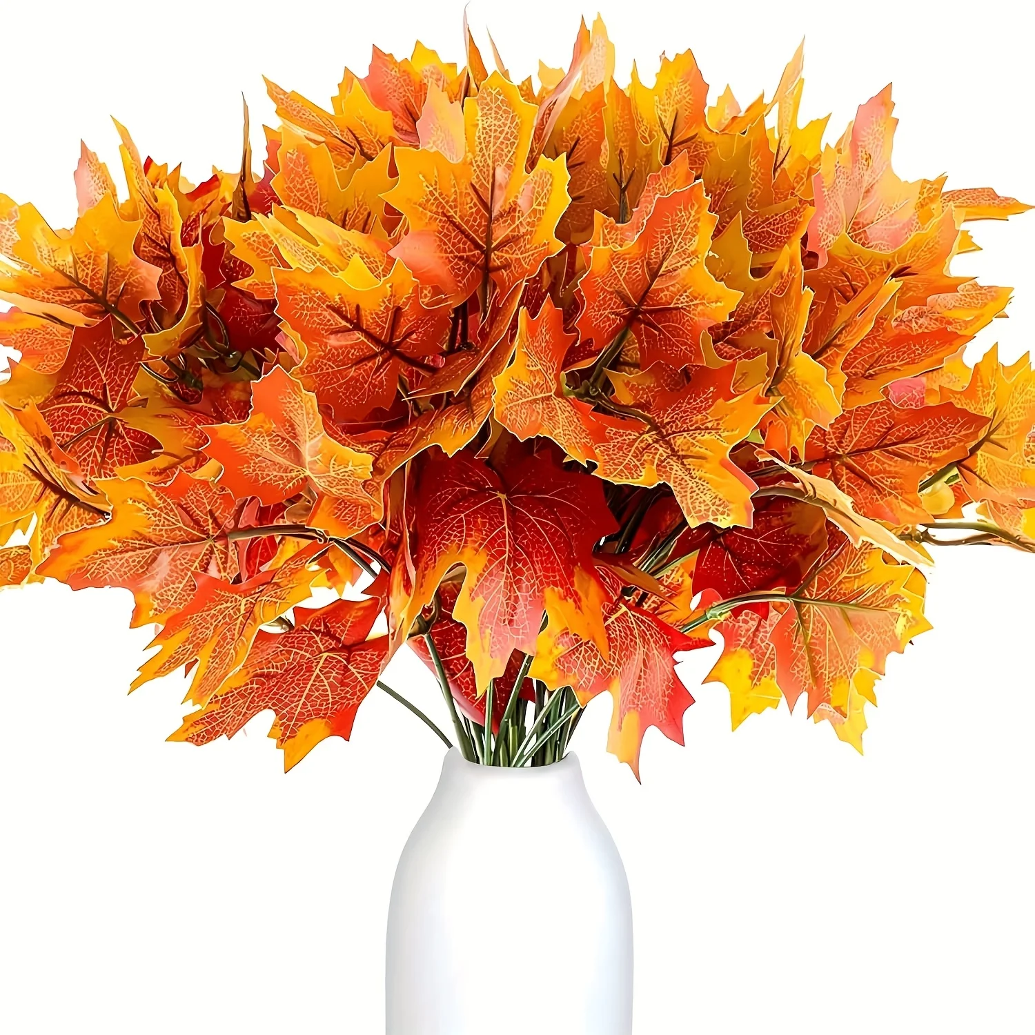 

2pcs Artificial Flowers Maple Leaves Realistic Plastic Autumn Decor Vibrant Christmas Halloween Hues Home Decor in Living Rooms