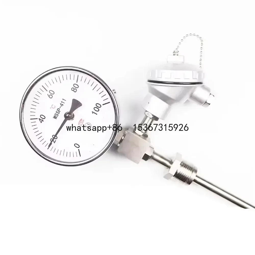 Remote transmission bimetallic thermometer with PT100 output 4-20 local display