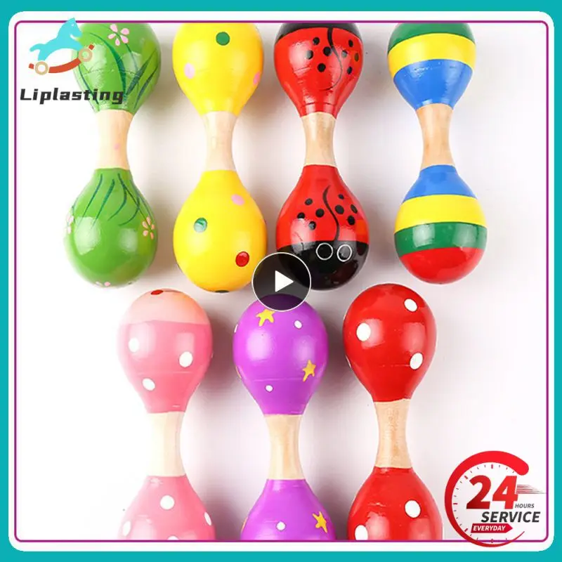 

Baby Sand Hammer Wooden Ball Toy Two-head Sand Hammer Jingle Percussion Musical Instrument Children's Educational Toy