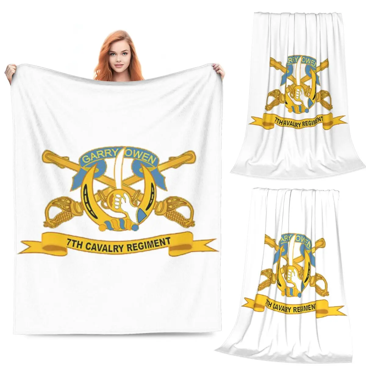 

Army - 7th Cavalry Regiment W Br - Ribbon Blankets Fleece Sofa Throw Blankets for Couch Bedding Office Throws Bedspread Quilt