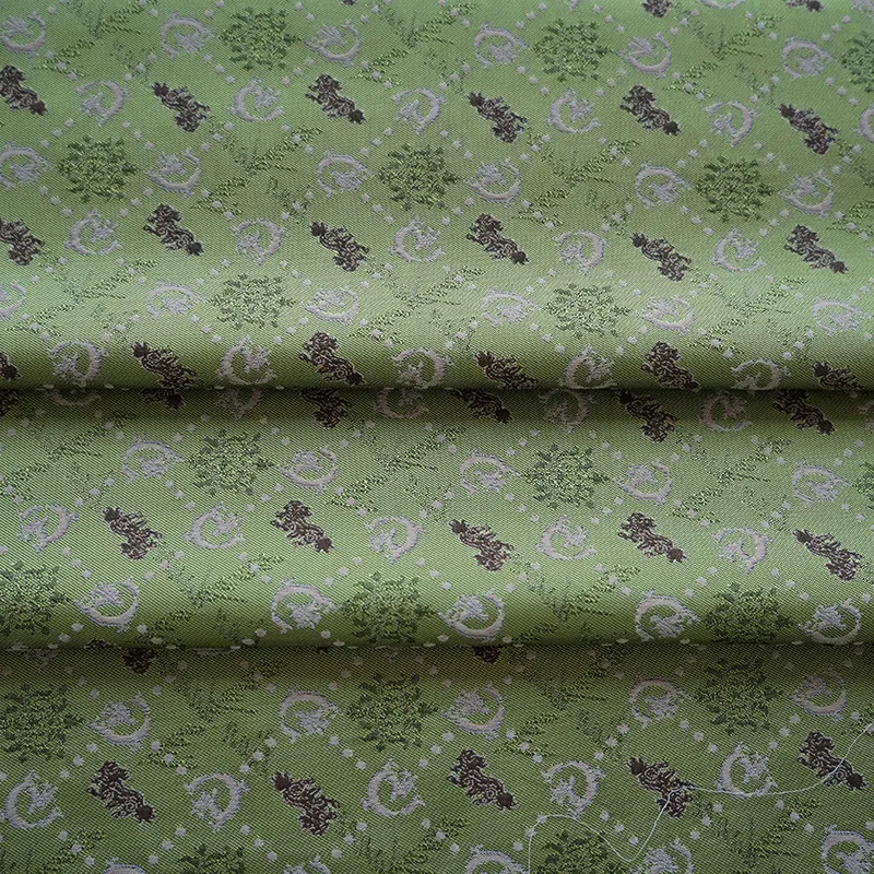 

Dark Green Geometric Pattern Yarn Dyed Jacquard Fabric for Women's Dress Diy Sewing 50cmx145cm