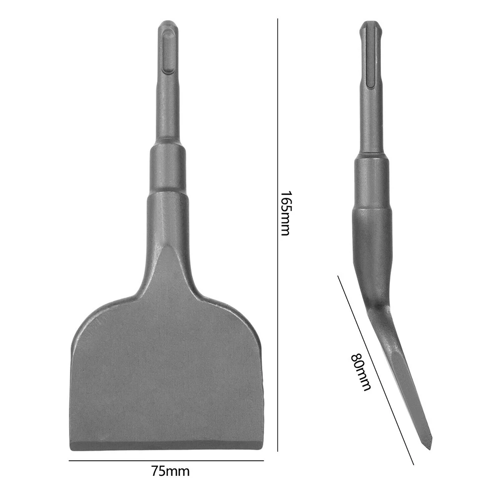 2pcs 15 ° Chisel  75mm Wide Sds Plus Shank Electric Hammer Chisel Angled Heavy Duty Bent Tile Chisel Length 165mm Angle