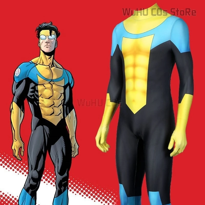 Anime Cartoon Invincible Mark Grayson Cosplay Men Costume Fantasia Man Male Superhero Roleplay Halloween Carnival Cloth Disguise