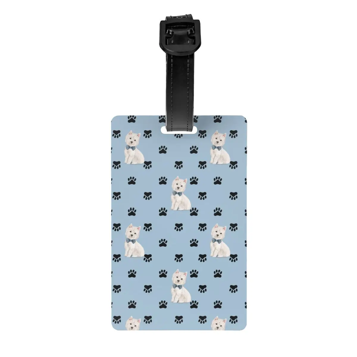 West Highland White Terrier Paw Print Pattern Luggage Tag Westie Dog Suitcase Baggage Privacy Cover ID Label