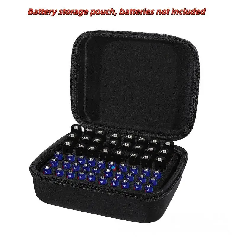 1Pc Handheld Portable Bag Hard Battery Organizer Storage Box Carrying Case Holds 54 Batteries AA/AAA EVA Storage Bag