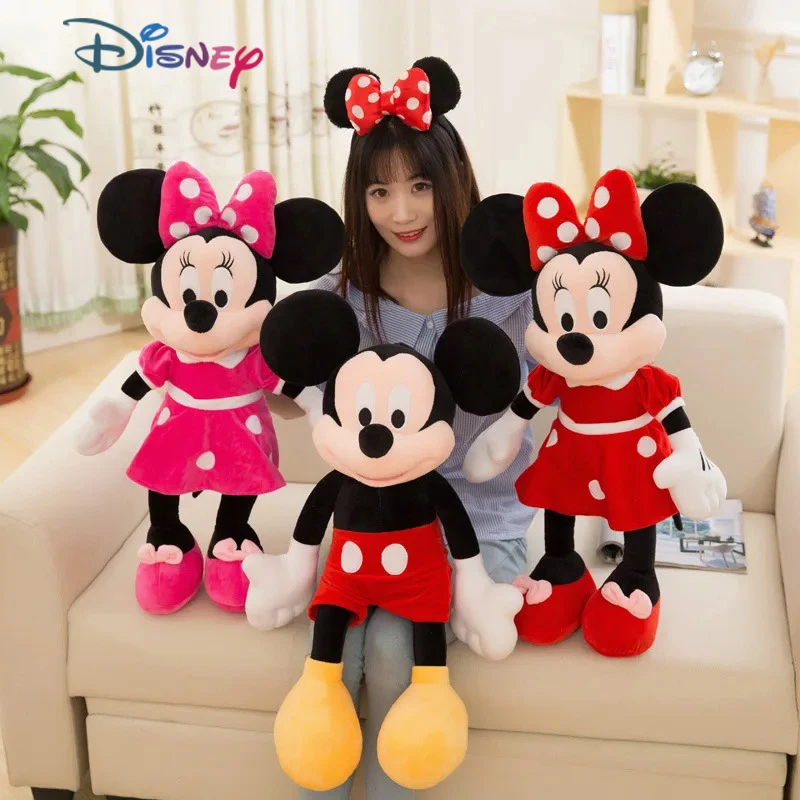 

Hot!!@Cartoon Disney Couple Mickey Minnie 35cm Anime Red Pink Minnie Mouse Plush Toys Girlfriend Children Gifts Lovely Plush Toy