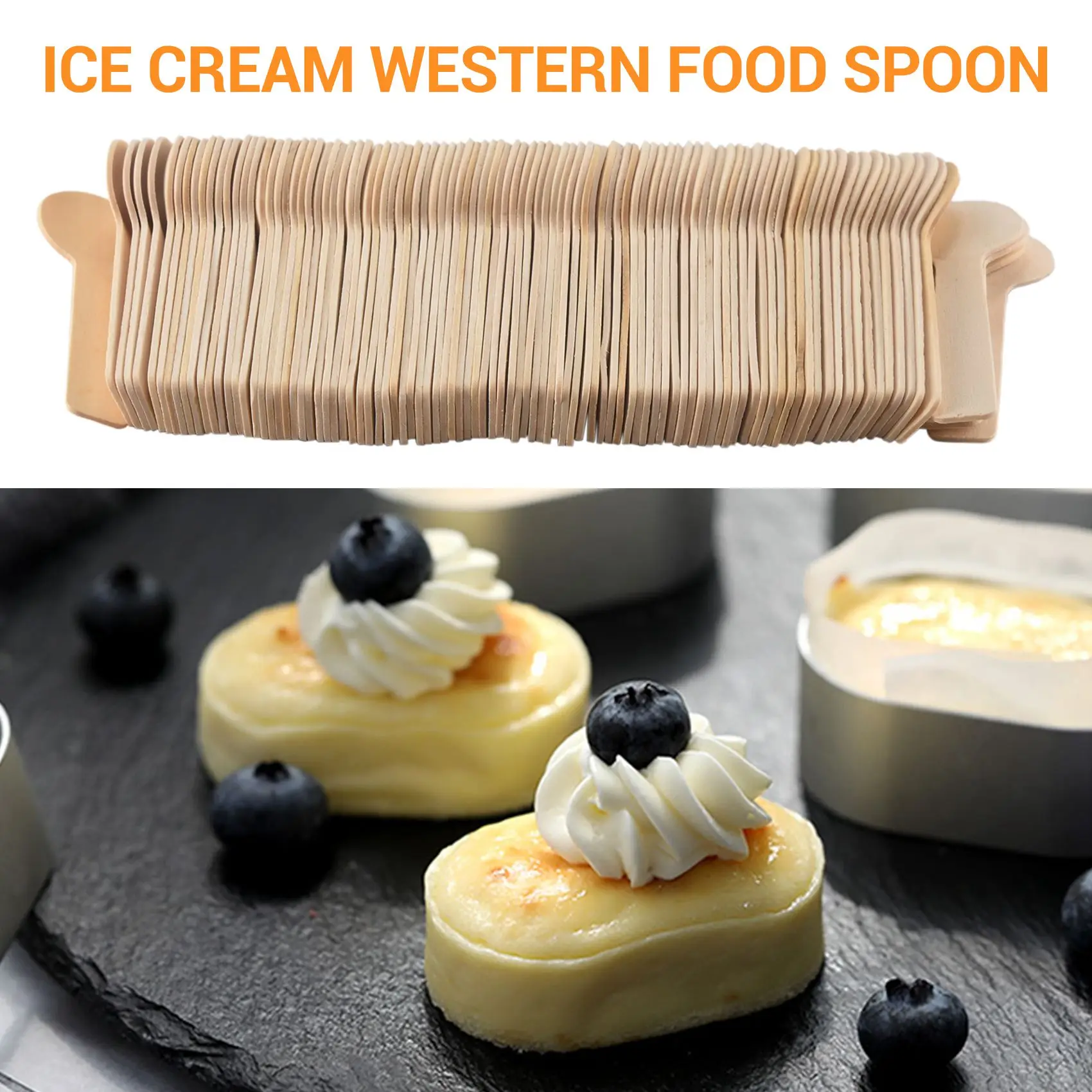 100Pcs Disposable Wooden Spoon Mini Ice Cream Spoon Wood Western Dessert Scoop Wedding Tableware Kitchen Accessories