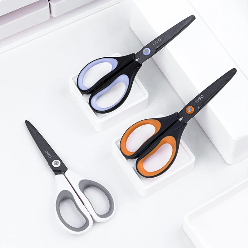 Deli Scissors Alloy Stainless Steel Anti Stick Scissors Stationery Office Student DIY Hand Craft School Scissors Tool Supplies