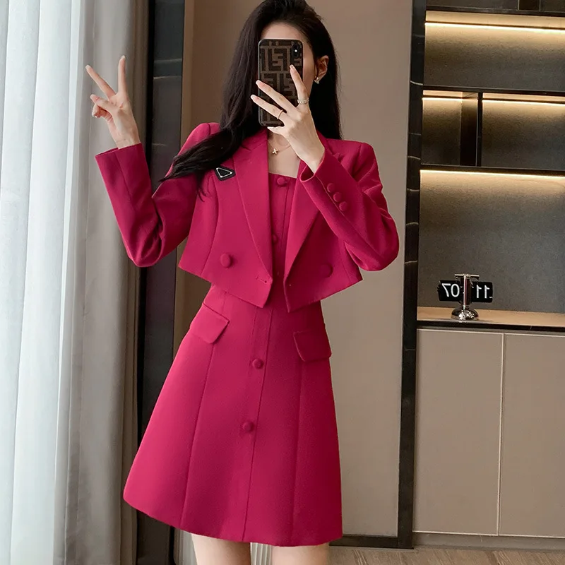 

Elegant Women Business Suits with Dresses and Jackets Coat Formal Professional Office Work Wear Blazers OL Styles Clothing Sets