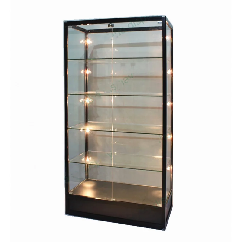 

2025 customized.6ft high aluminium frame glass display retail shop LED display cabinet smoke shop showcase