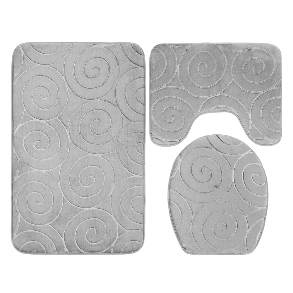 Toilet Seat Cover 3Pcs Set Bath Mat Shower Room Floor Rug Home Bathroom Anti-Slip Absorbent Doormat Pebbles Bathtub Decor Carpet