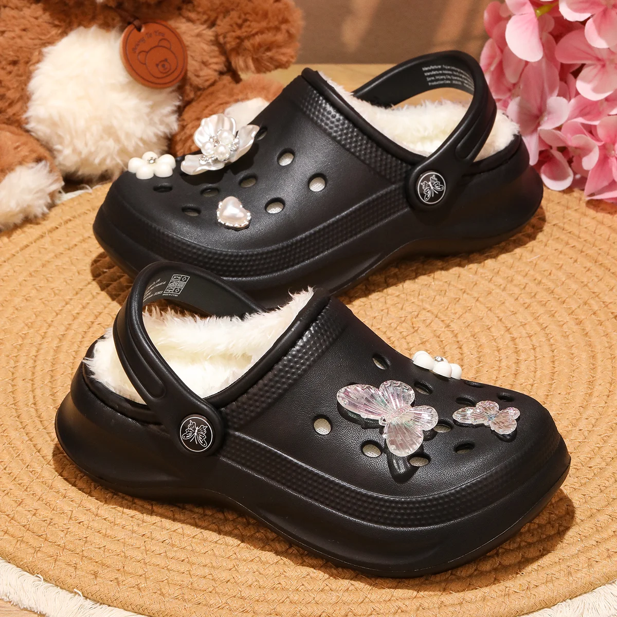 Kinder-Clogs und -Mules mit Fellfutter, leichte Garten-Schuhe mit Baumwollfutter, warme Hausschuhe für Jungen, Mädchen und Kleinkinder, 168. – Detail 16