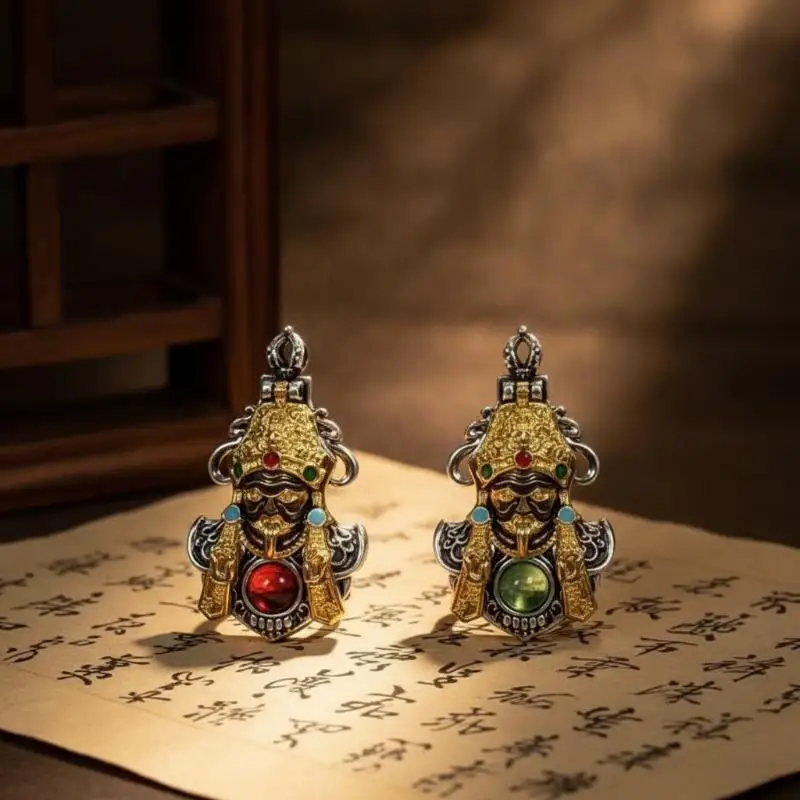 Vintage Chinese Style Pendant Necklace Blessing Dharma Protector Zhakiram Pendant For Men Jewelry Lucky Wealth Charm Necklace