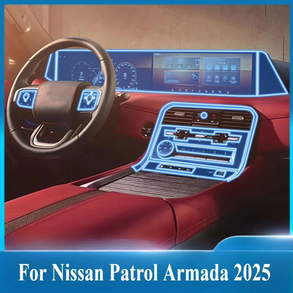 

For Nissan Patrol Armada 2025 Accessories interior film transparent TPU Gear Panel GPS Navigation Center Console PPF Protection