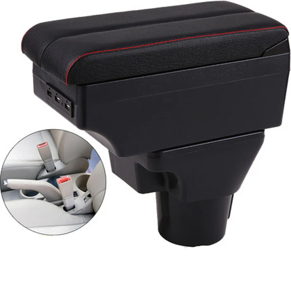 Kia Rio II Armrest Box Elbow Rest Center Console Storage with Phone Charging USB Interface Cup Holder