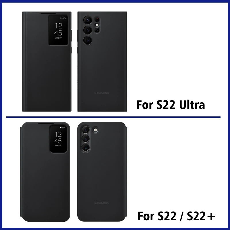For Samsung S22 Ultra S-View Simple Stylish Flip Cover S22 Case  Galaxy S22 Plus LED Cover EF-ZS908