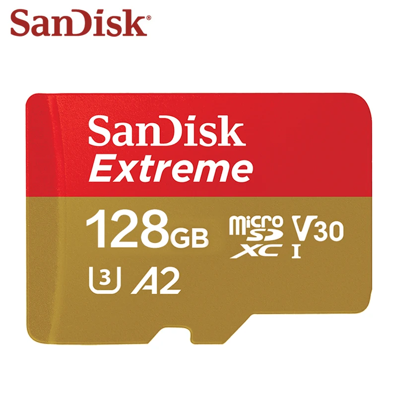 SanDisk Extreme MicroSD TF Card U3 V30 4K A2 microSDXC Memory Card 64GB 128GB 256GB 512GB 1TB Max 190Mb/s Micro SD Card for UAV