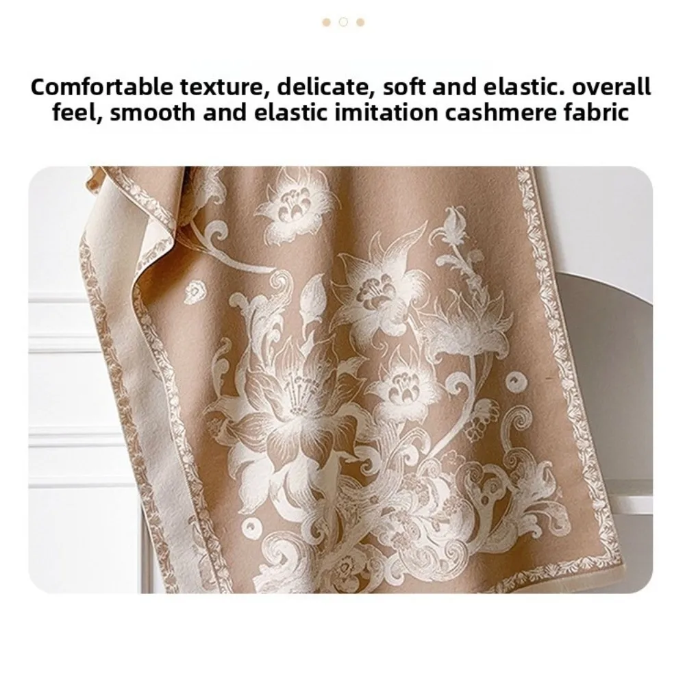 دافئ تنوعا تقليد الكشمير وشاح لوتس طباعة يندبروف الباشمينا بطانية الأوشحة الدافئة سميكة المعطف الأوشحة للنساء