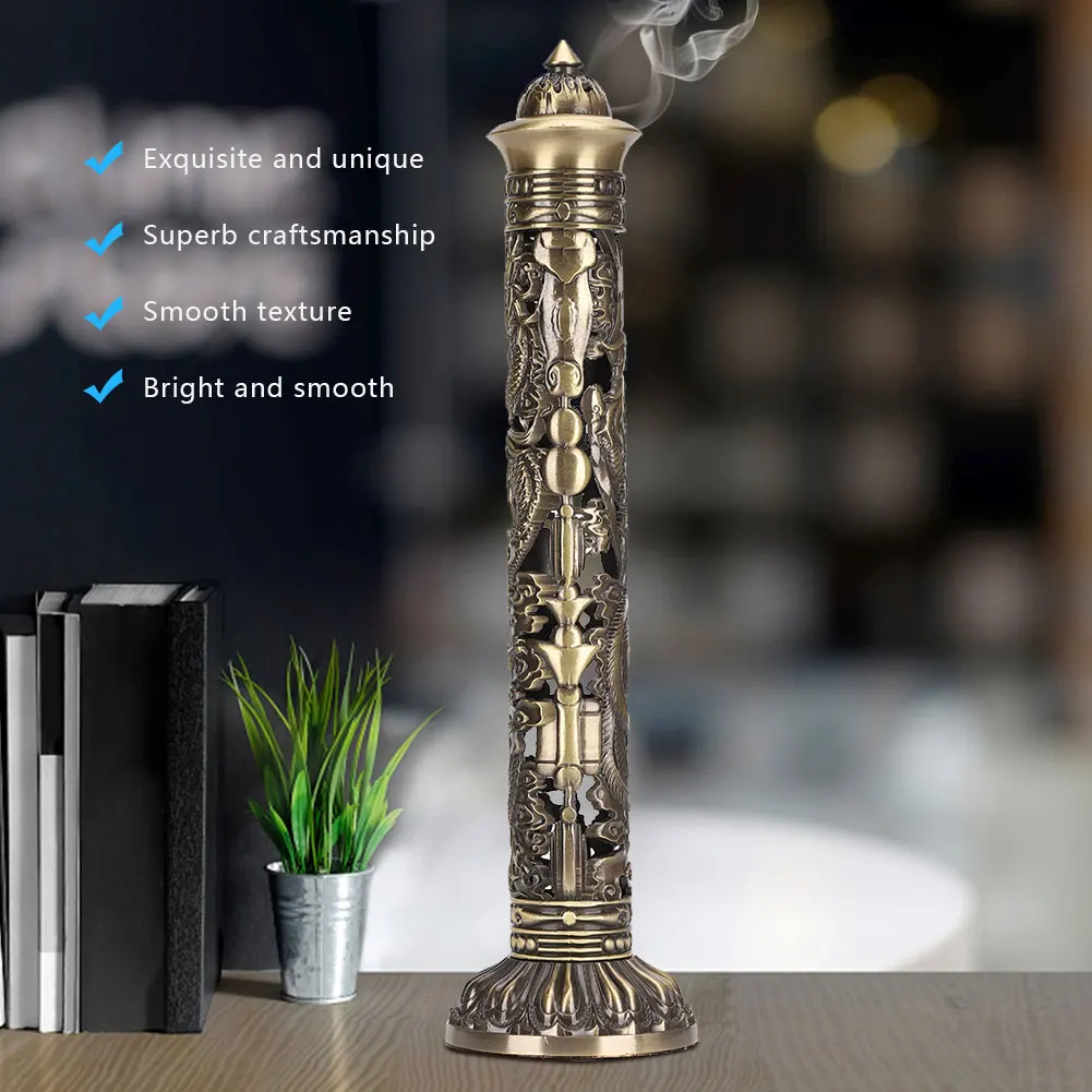 

Vertical Incense Incense Bronze Tone Dragon Phoenix Relief Craft Ornaments Tea Room Decoration Tea Room Decoration