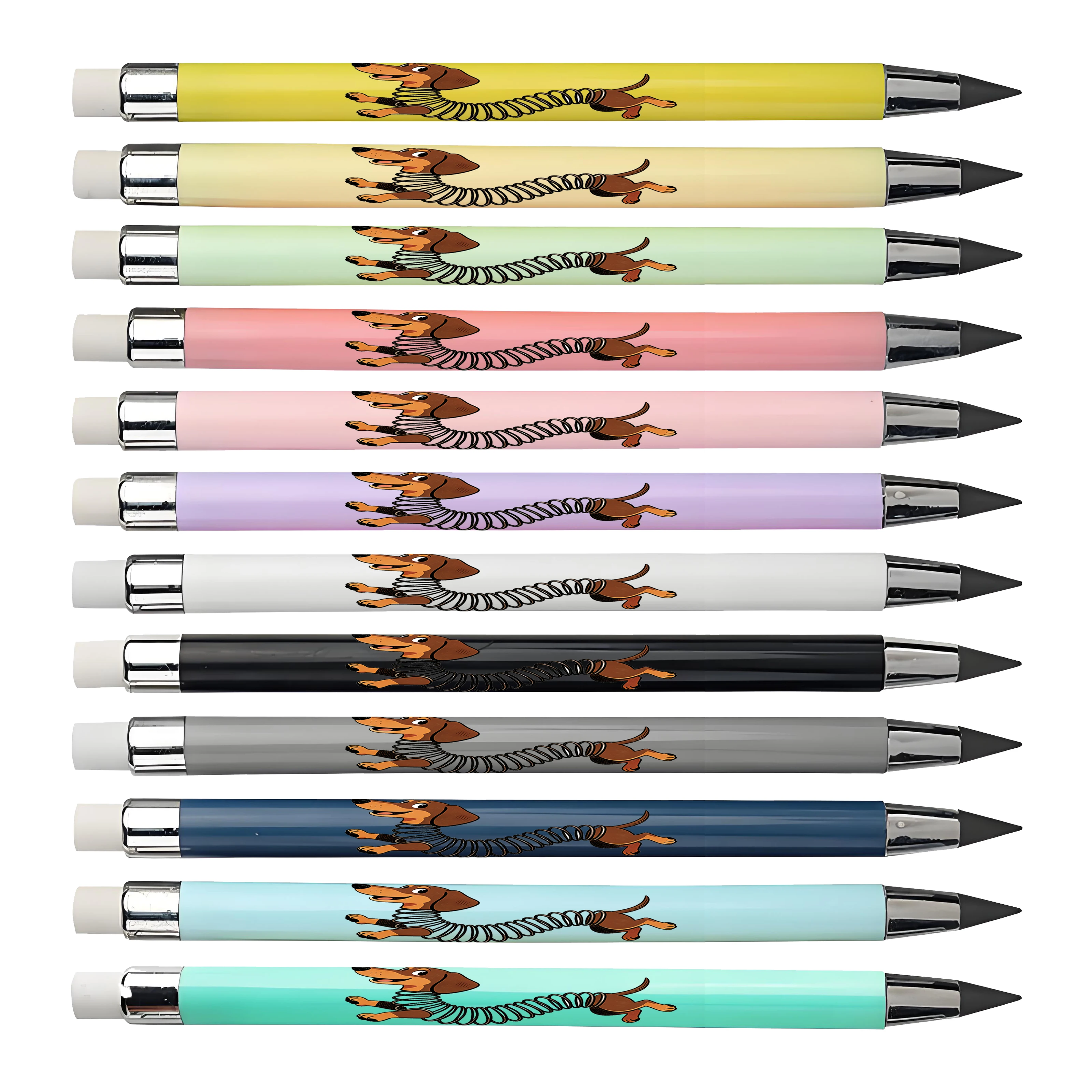 12 قطعة/24 قطعة قلم رصاص أبدي للكلب السجق أسود غير شحذ قلم رصاص أبدي متين وليس من السهل كسر قلم رسم