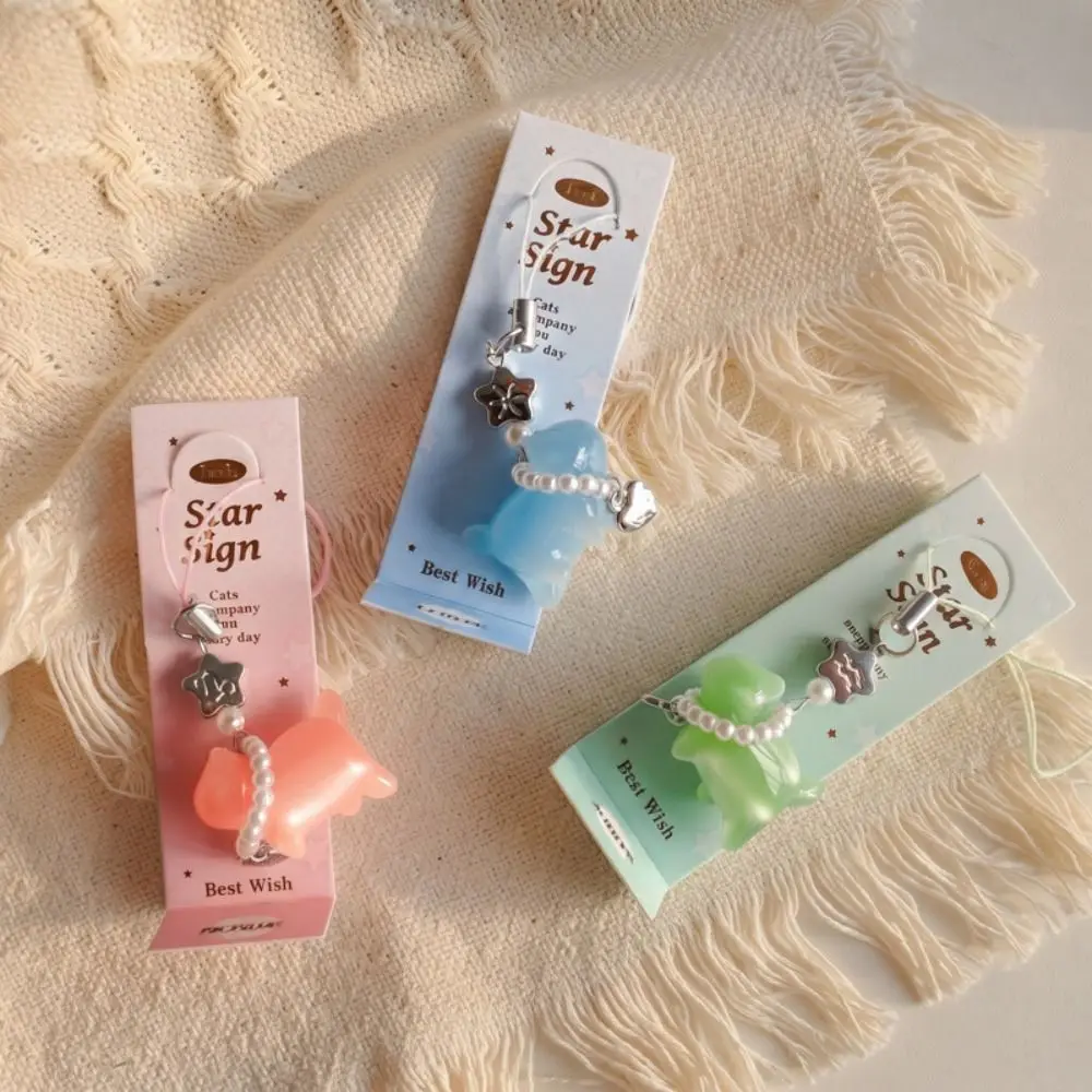 Color Changing Cat Pearl Pendant Delicate Well-Made Zodiac Cat Hanging Ornament Pearl Detail Bag Accessory Hanging Ornament