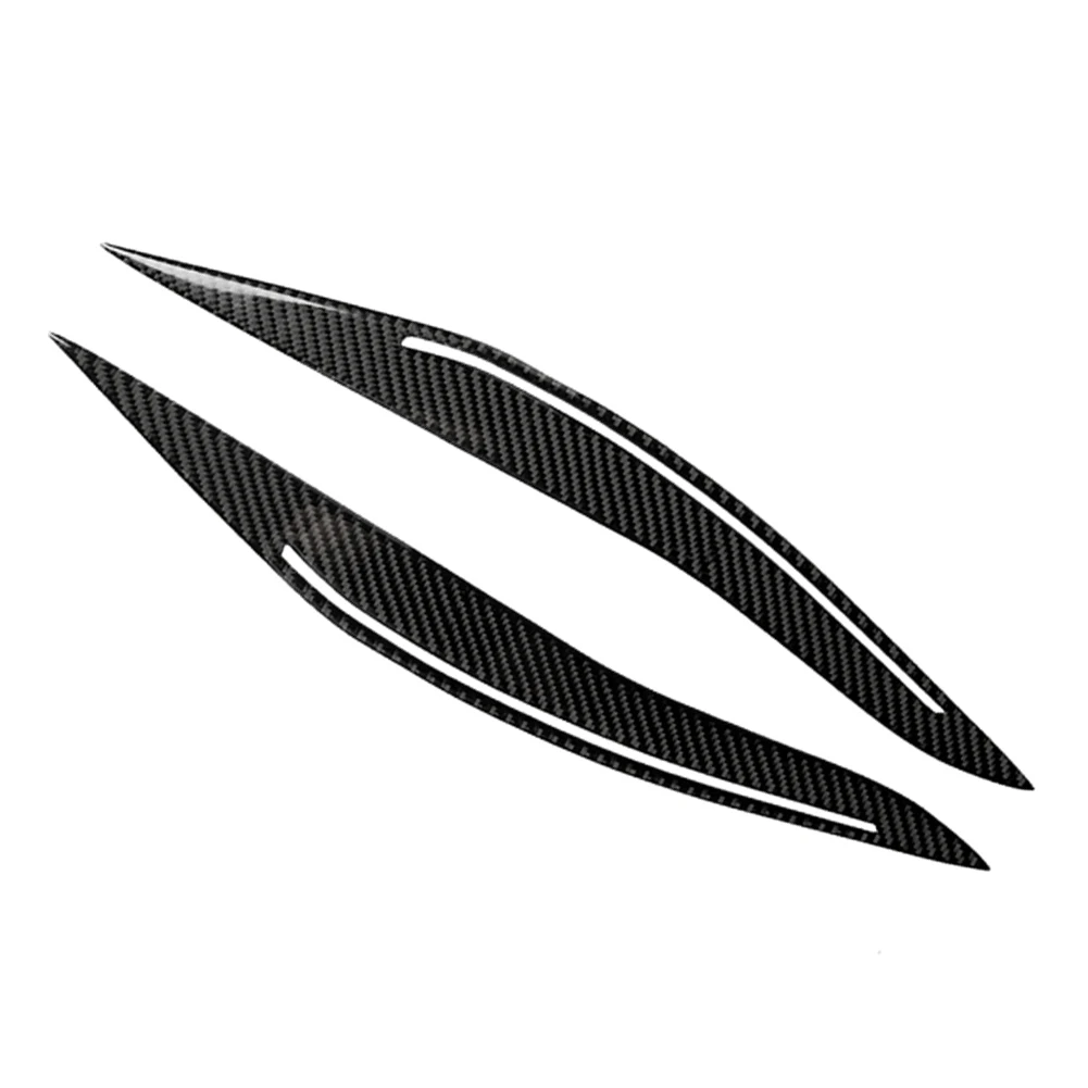 1Pair Carbon Fiber Car Headlight Eyebrows Eyelids Cover Trim For BMW 5 Series F10 Sedan 2011-2017