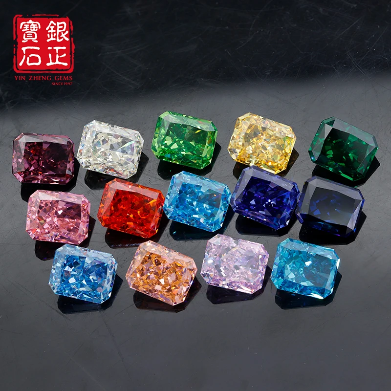 

YinZheng AAAAA Grade CZ Ice Cutting Cubic Zirconia Radiant Shape Blue Diamond Color Synthetic Zircon Stone For Jewelry Making
