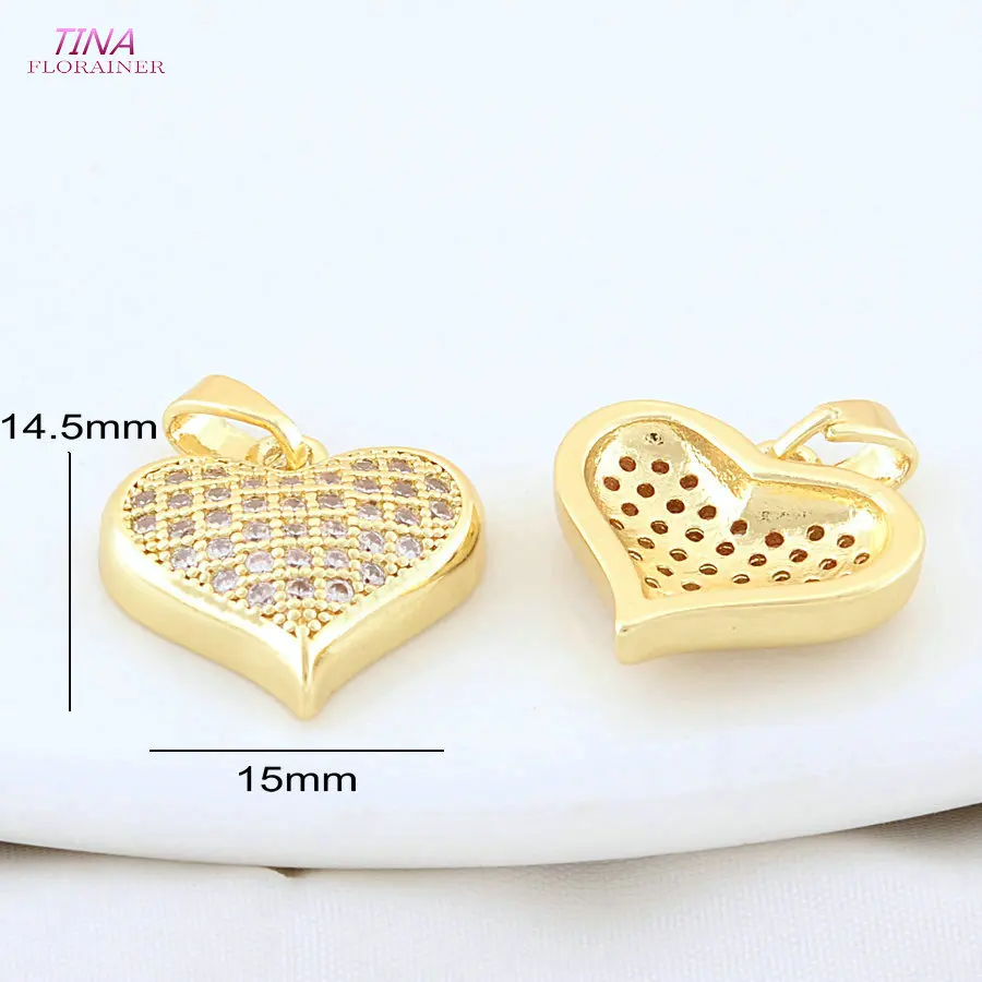 14,5*15MM 18K Gold Farbe Messing Herz Halskette Charms Anhänger Ohrringe Schmuck Machen Liefert Zubehör – Detail 3