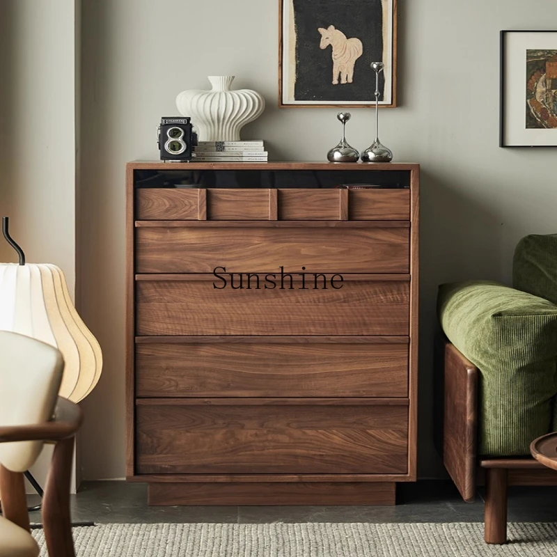 

North American black walnut chest of drawers living room bedroom storage drawer cabinet