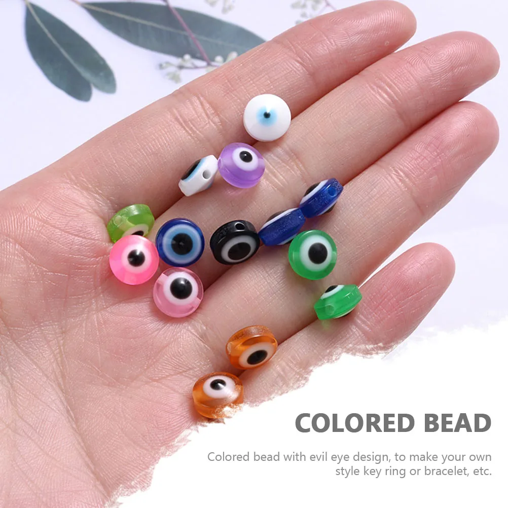 

1 Box Resin Evil Eye Beads Necklace Bracelet Diy Charms Flat Round Decorative Jewelry Craft Beads For Kids Phone Chain Home