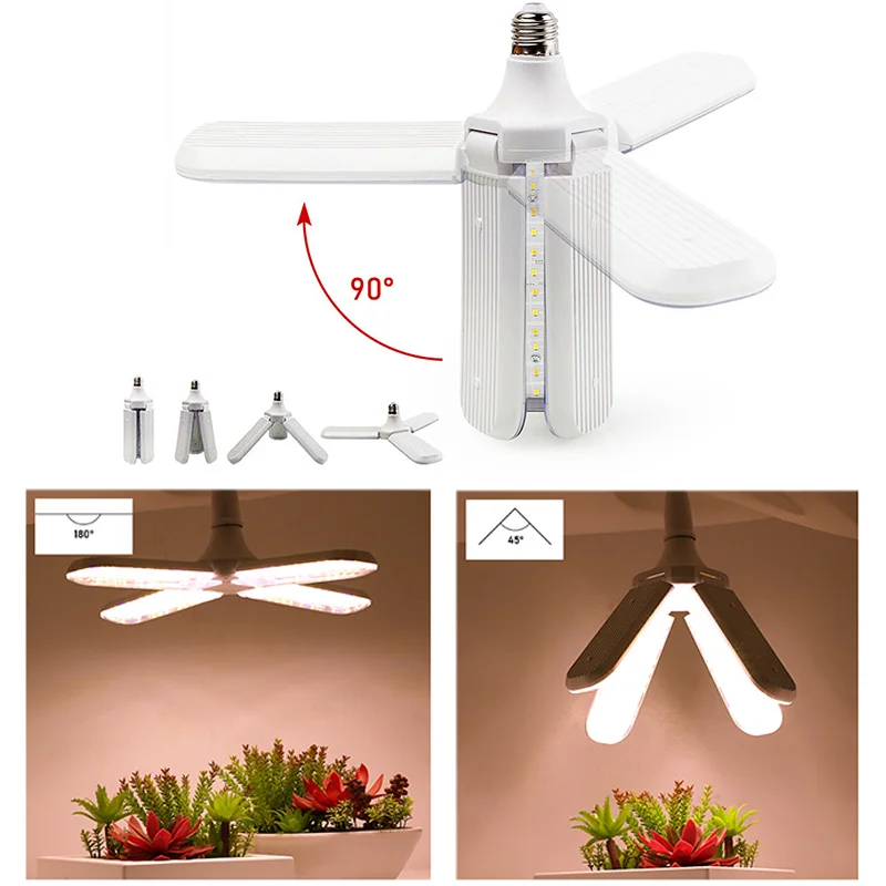 

LED Grow Light 48W 36W 24W Phyto Lamp Foldable Full Spectrum E27 Bulb for Indoor Greenhouse Flower Plant Seeding Growing