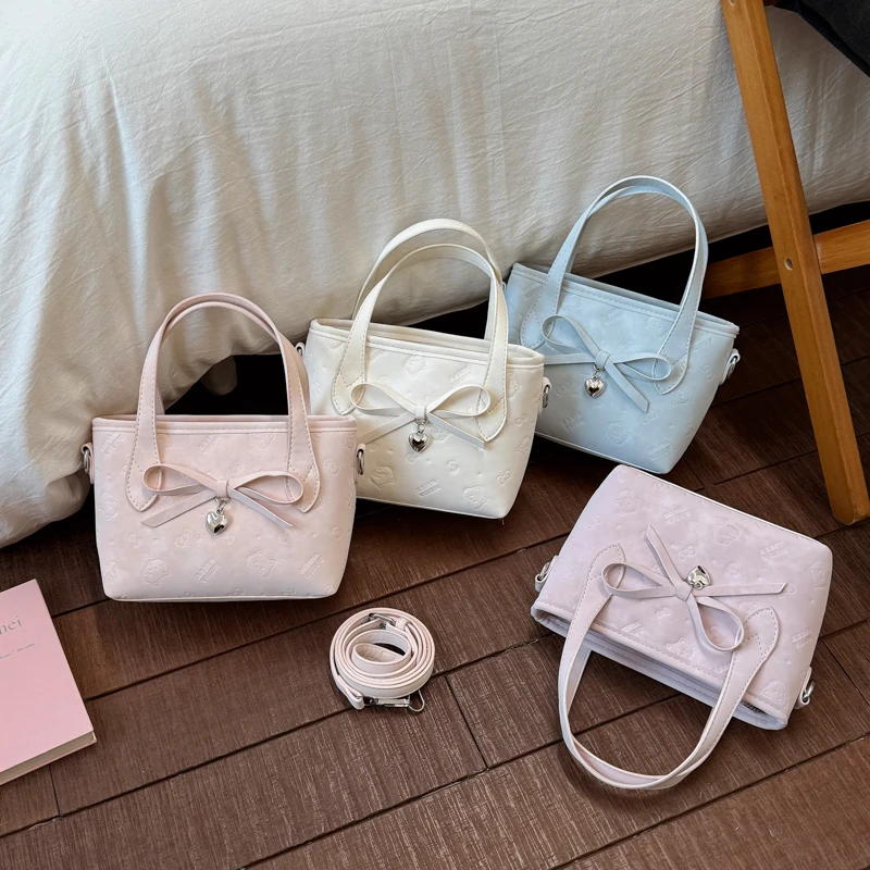 

Модная женская сумка с милым бантом, мини-тоут из искусственной кожи, с верхней ручкой, через плечо, для телефона, на каждый день