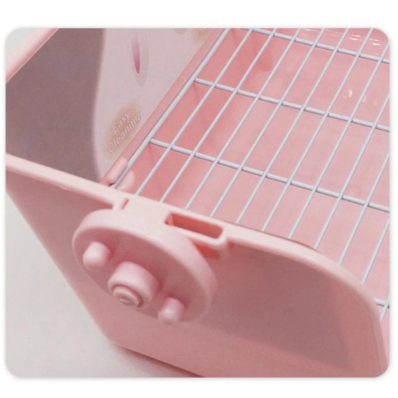 E56C Small Animal Litter Tray Rabbit Toile Plastic Rectangular Corner Litter Pan Potty Trainer for Bunny