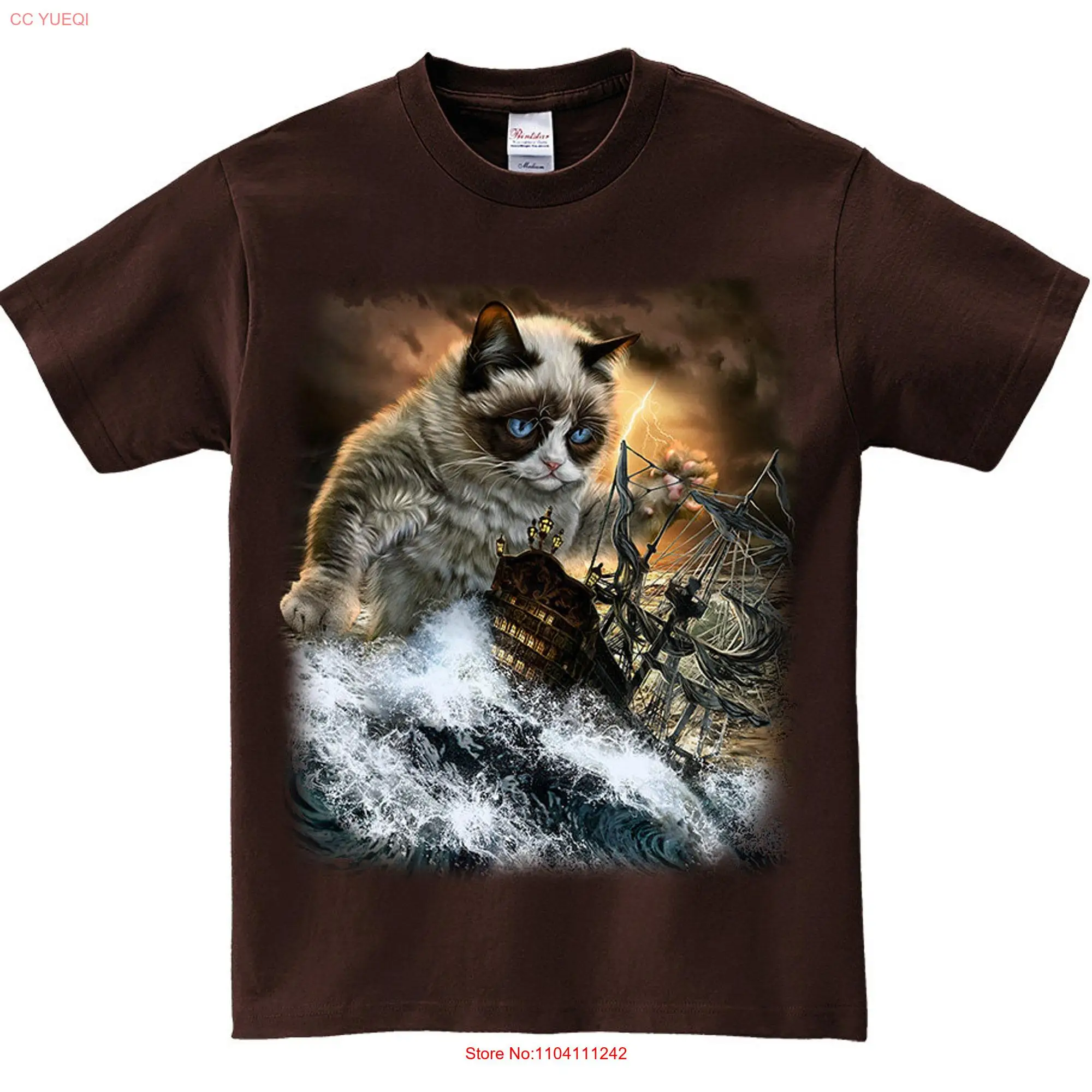 Flying Dutchman Monster Cat Burst Out from Sea Kraken  Youth T Shirt PrintStarT long or short sleeves