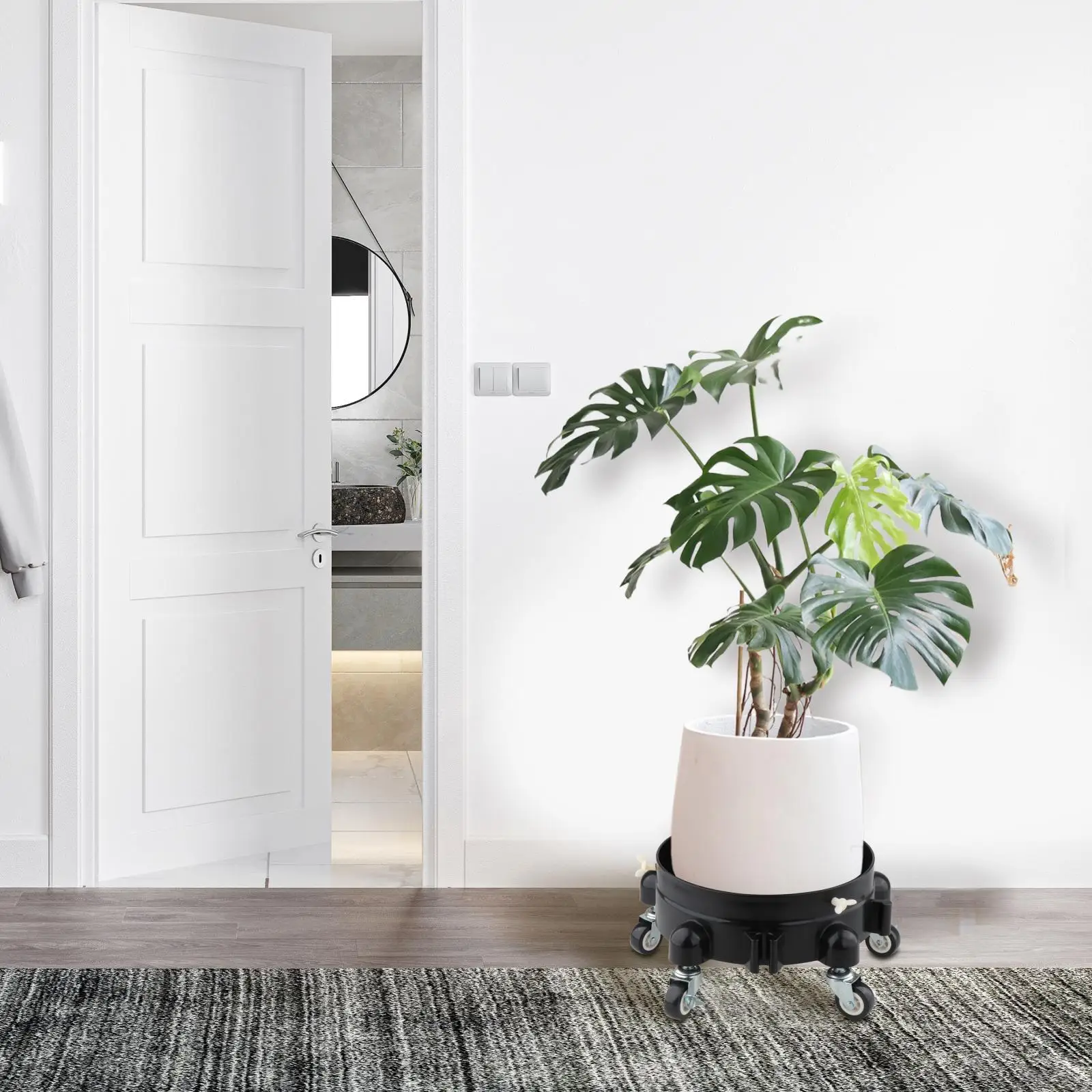 قسط PP المتداول دلو دوللي عجلات مستقرة وعاء النبات حامل لتنظيف السيارات والحديقة والمهام الديكور #3