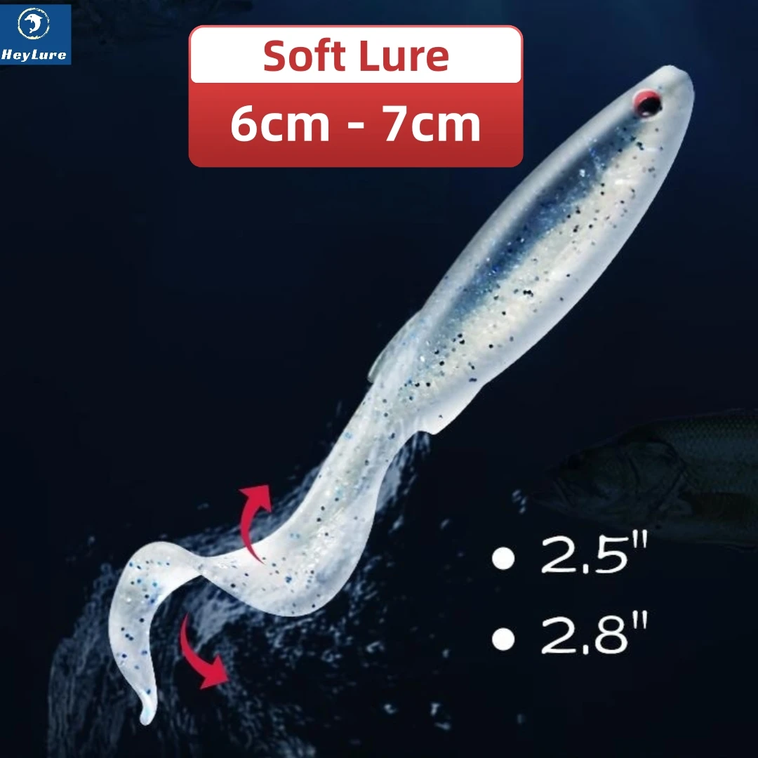 

Soft Lure 6/7cm Curl Tail Bionic Fish-like Lure Worm Jig Wobbler Swim Bait of Fishing Pesca with Fishy Salty and Attractant